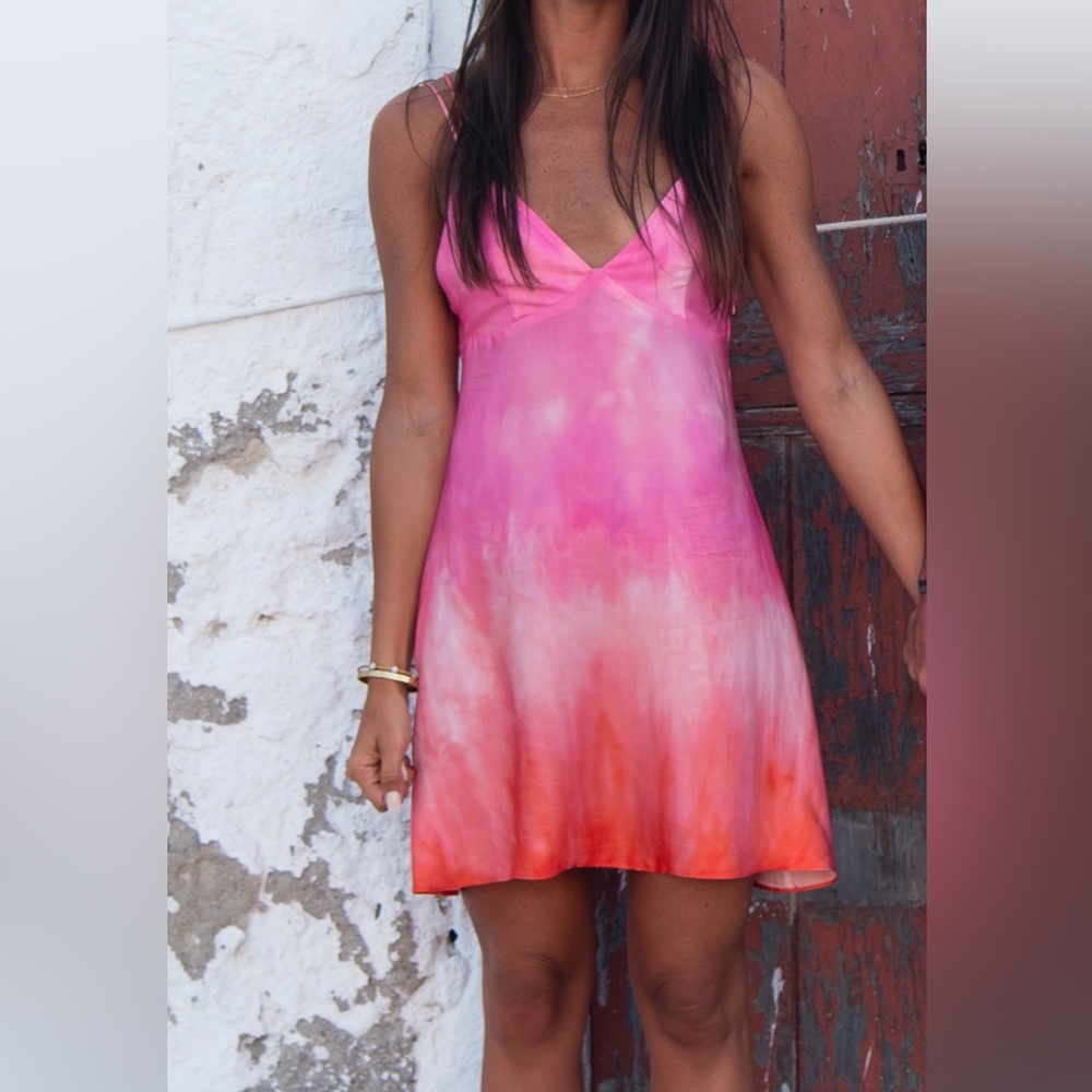 Zara Pink and Orange Tie-Dye Dress